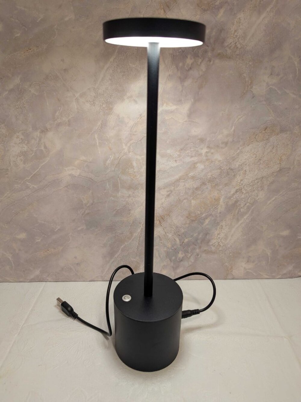 Black LED Touch Table Lamp Wireless Rechargeable w/ Dimmer
